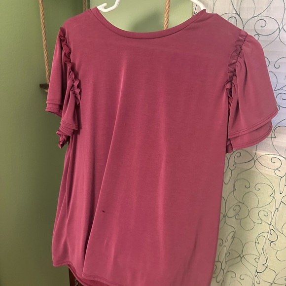 Tops - Women's Ruffled Sleeve Top - Pink